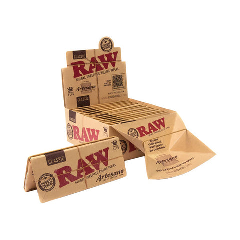 15 Raw Classic Artesano King Size Slim Rolling Papers + Tray & Tips Default Title