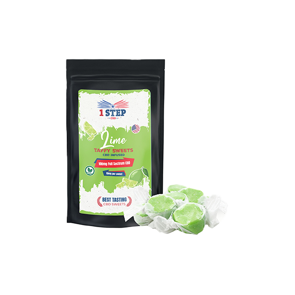 1 Step CBD 100mg Full Spectrum CBD Lime Taffy Grab Bag - 60g Default Title