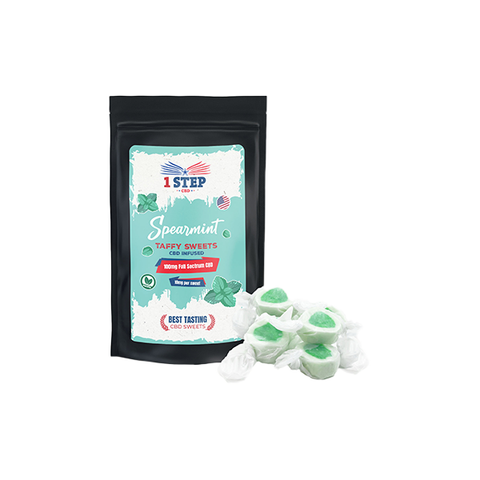 1 Step CBD 100mg Full Spectrum CBD Spearmint Taffy Grab Bag - 60g Default Title