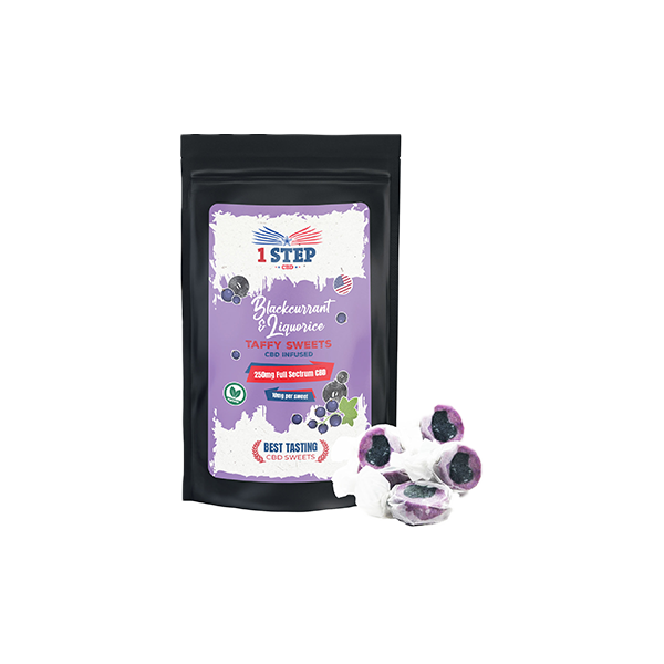 1 Step CBD 250mg Full Spectrum CBD Blackcurrant & Liquorice Taffy Grab Bag - 150g Default Title