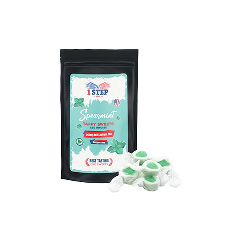 1 Step CBD 250mg Full Spectrum CBD Spearmint Taffy Grab Bag - 150g Default Title