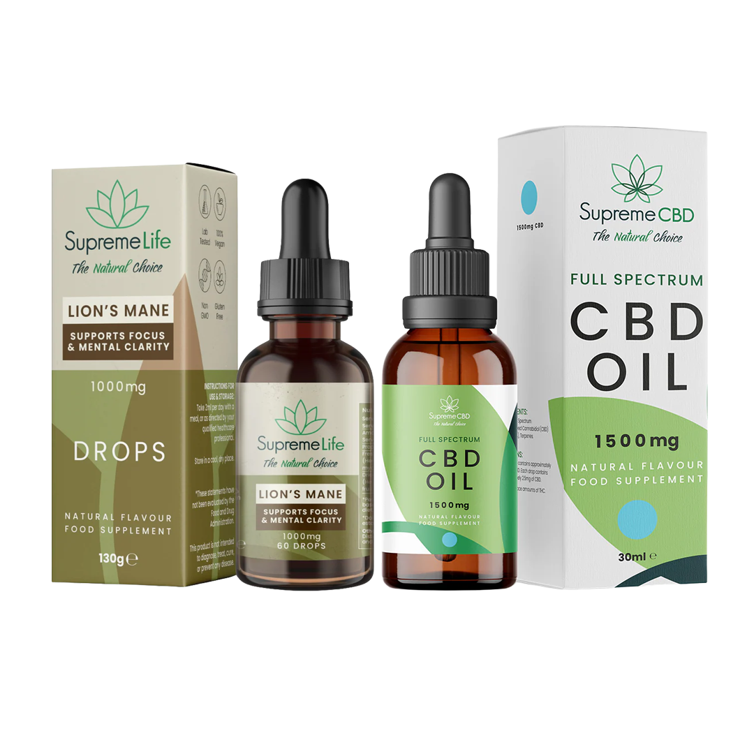 Supreme CBD Full Spectrum CBD Oil & Lions Mane Bundle | Free Lions Mane Drops UK