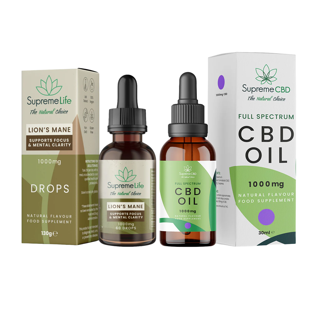 Supreme CBD Full Spectrum CBD Oil & Lions Mane Bundle | Free Lions Mane Drops UK