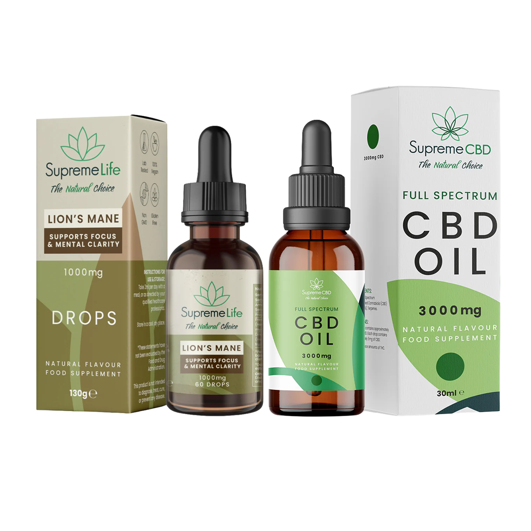 Supreme CBD Full Spectrum CBD Oil & Lions Mane Bundle | Free Lions Mane Drops UK