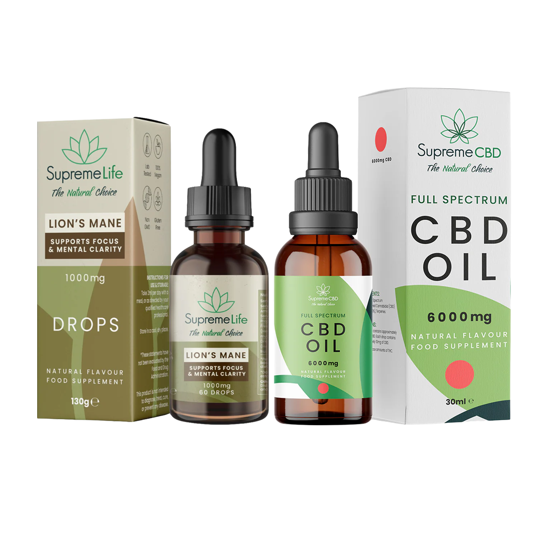 Supreme CBD Full Spectrum CBD Oil & Lions Mane Bundle | Free Lions Mane Drops UK