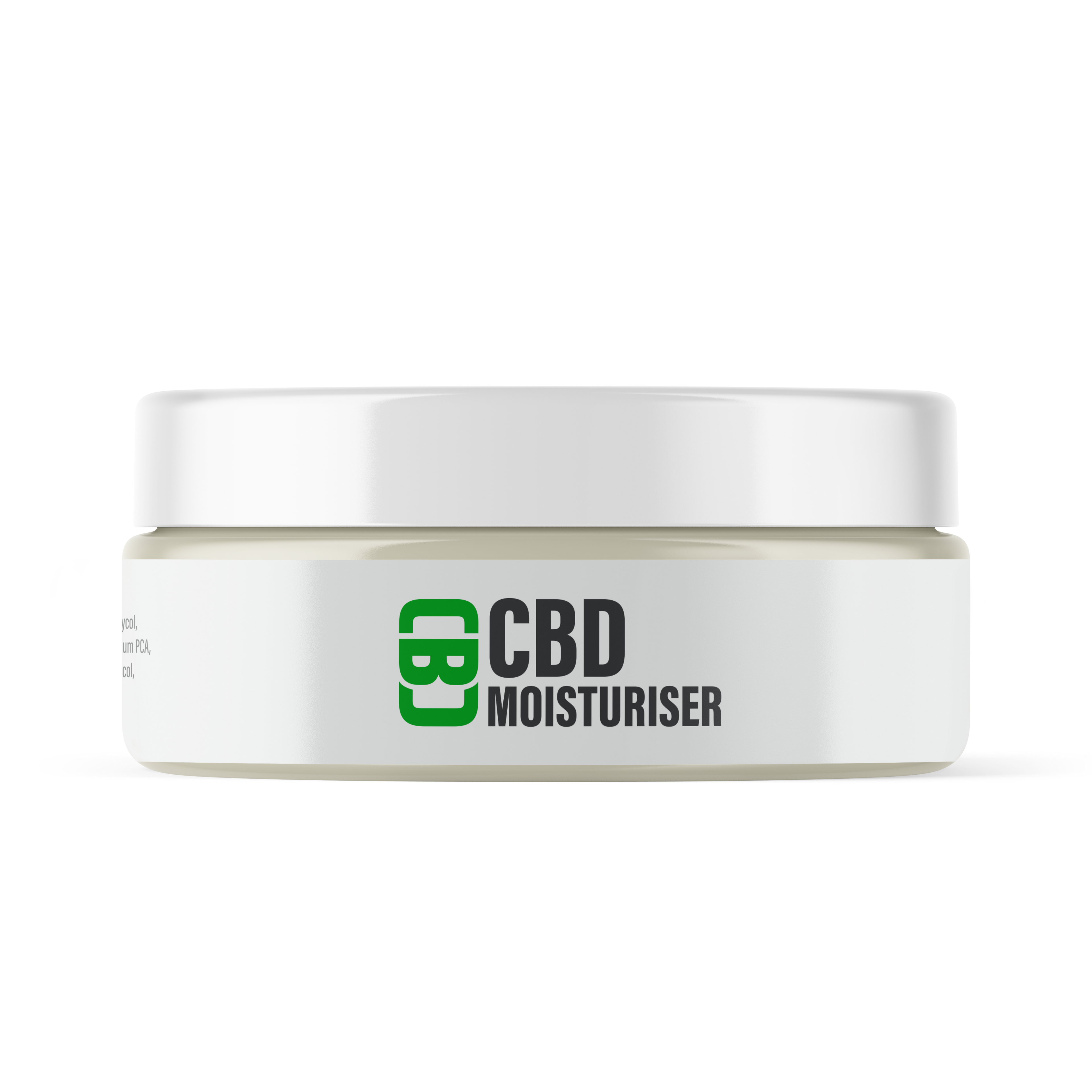 Jar of CBD moisturizer on a white background