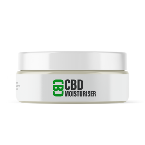 Jar of CBD moisturizer on a white background