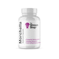 Bottle of Morchella mushroom capsules from The Shroom Shop on a white background