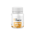 Jar of CBD Immune Tabs with a white label on a white background