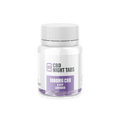 Jar of CBD Night Tabs with white and purple label on a white background