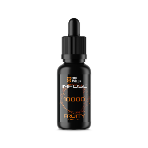CBD Asylum Infuse bottle with dropper on a white background