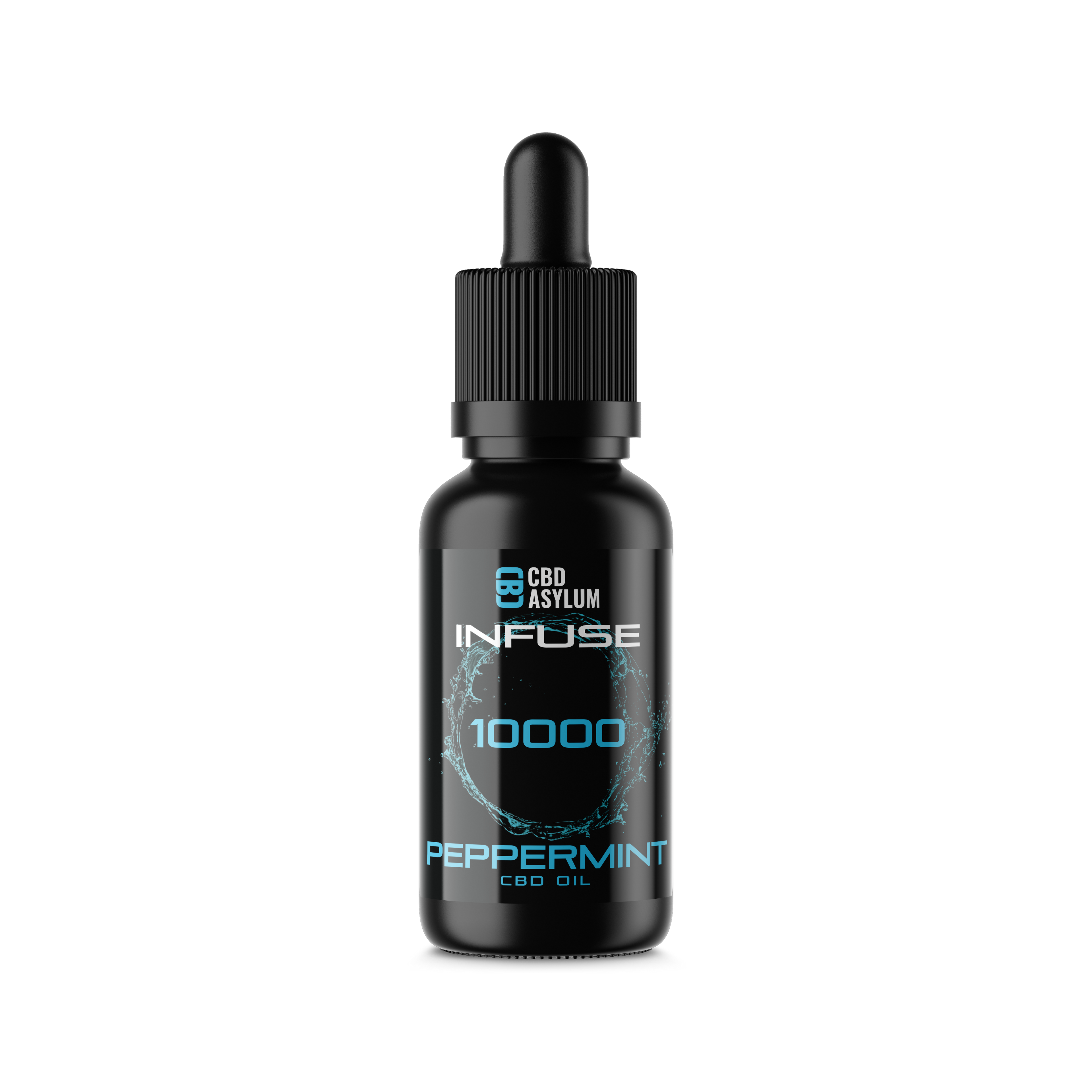 CBD Asylum Infuse peppermint CBD oil bottle on a white background