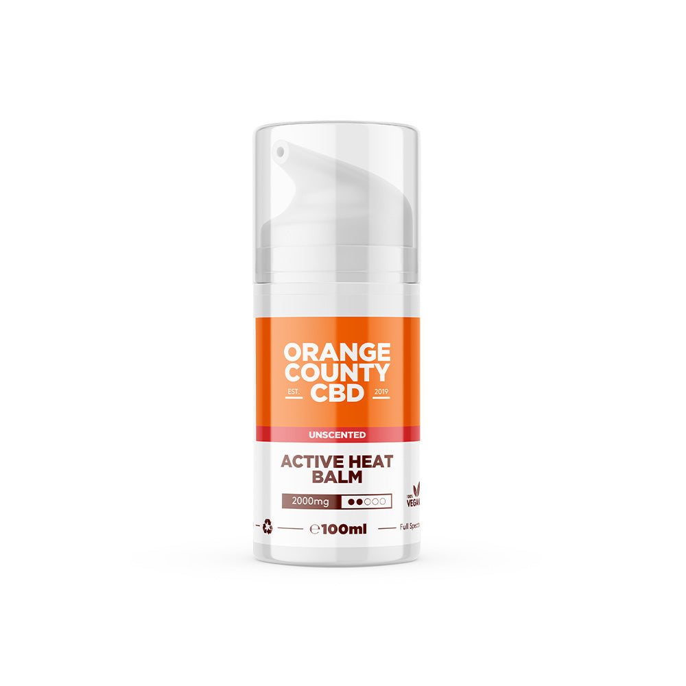 Orange County CBD Active Heat Balm container on a white background
