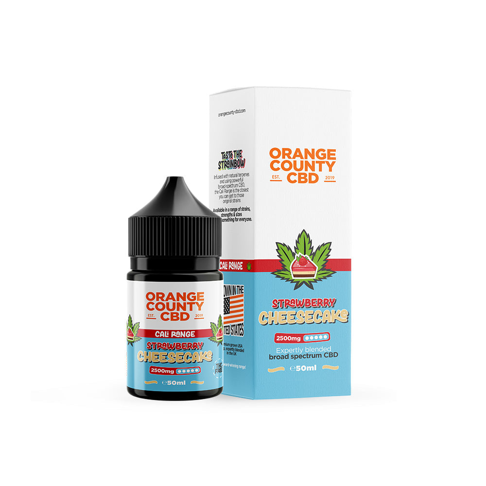 Orange County CBD Orange Cream product with bottle and packaging on a white background