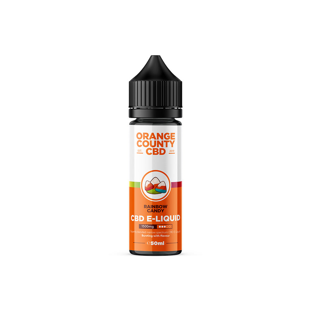 Orange County CBD Rainbow Candy CBD E-Liquid bottle on a white background