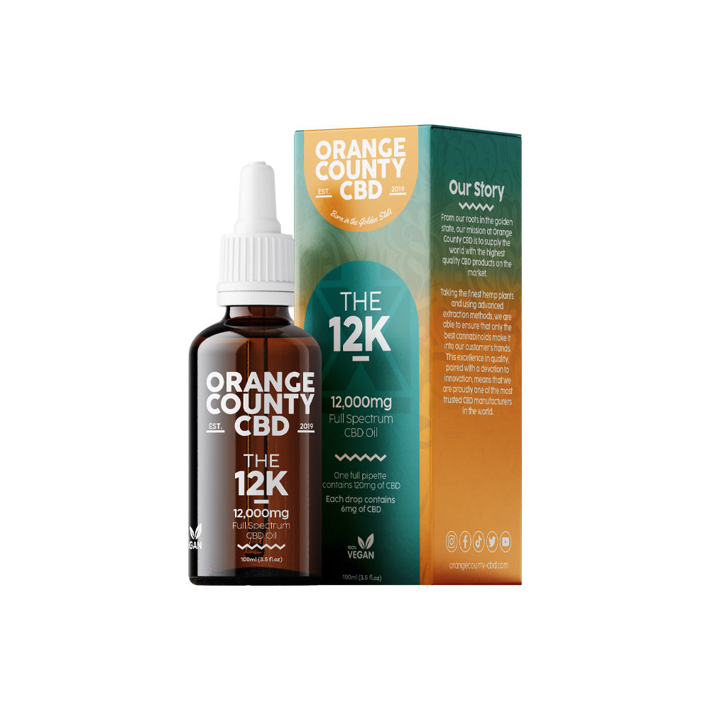 Orange County CBD bottle and packaging on a white background
