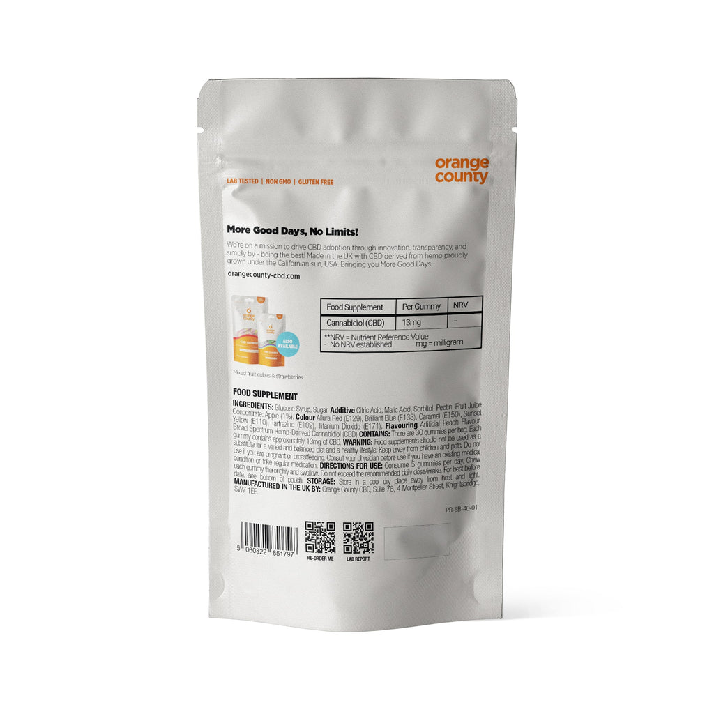 Orange County CBD Gummy Peach Rings | Small Tub | Broad Spectrum CBD Gummies