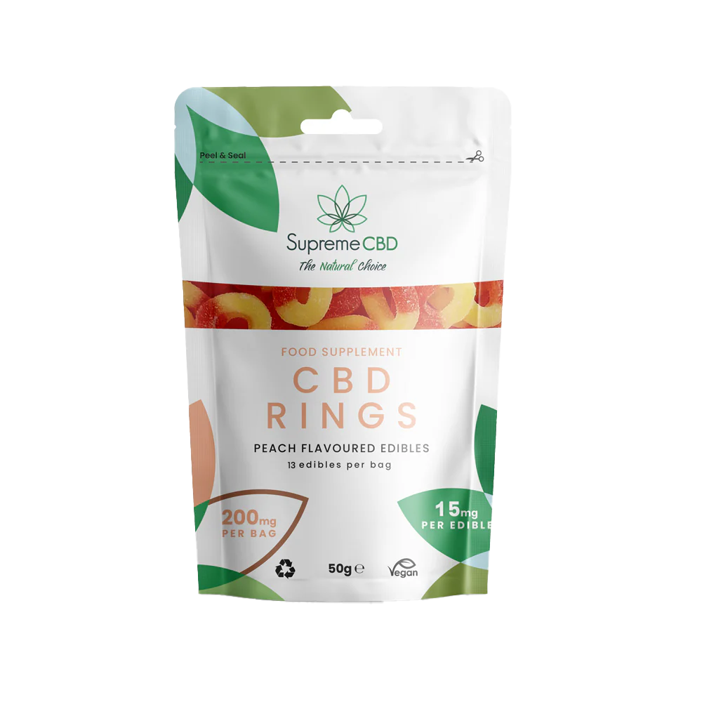 Supreme CBD Gummy Peach Rings Grab Bag 200mg | 15mg CBD Gummies