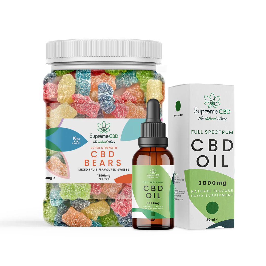The Perfect Starter Bundle 3000mg CBD Oil + FREE 1600mg CBD Gummies | Broad Spectrum CBD UK
