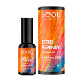 SooL CBD Spray bottle and packaging on a white background