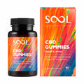 A bottle and box of Sool Broad Spectrum CBD CBD Gummies (Apple & Lemon flavor) on a plain white background.