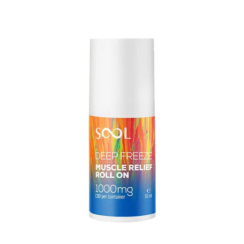 SooL Deep Freeze Muscle Relief Roll On bottle on a white background
