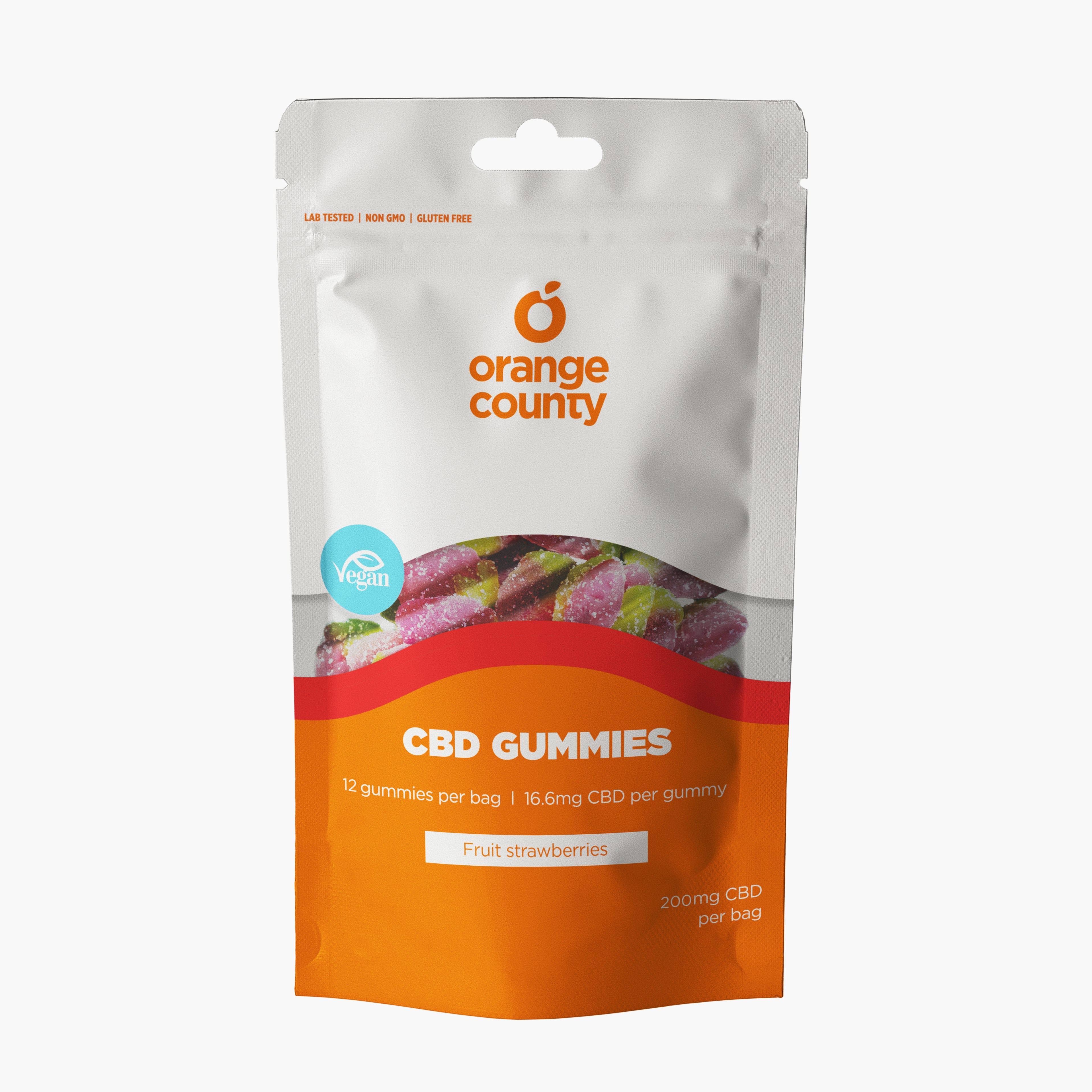 Packaging of Orange County CBD Gummies on a white background