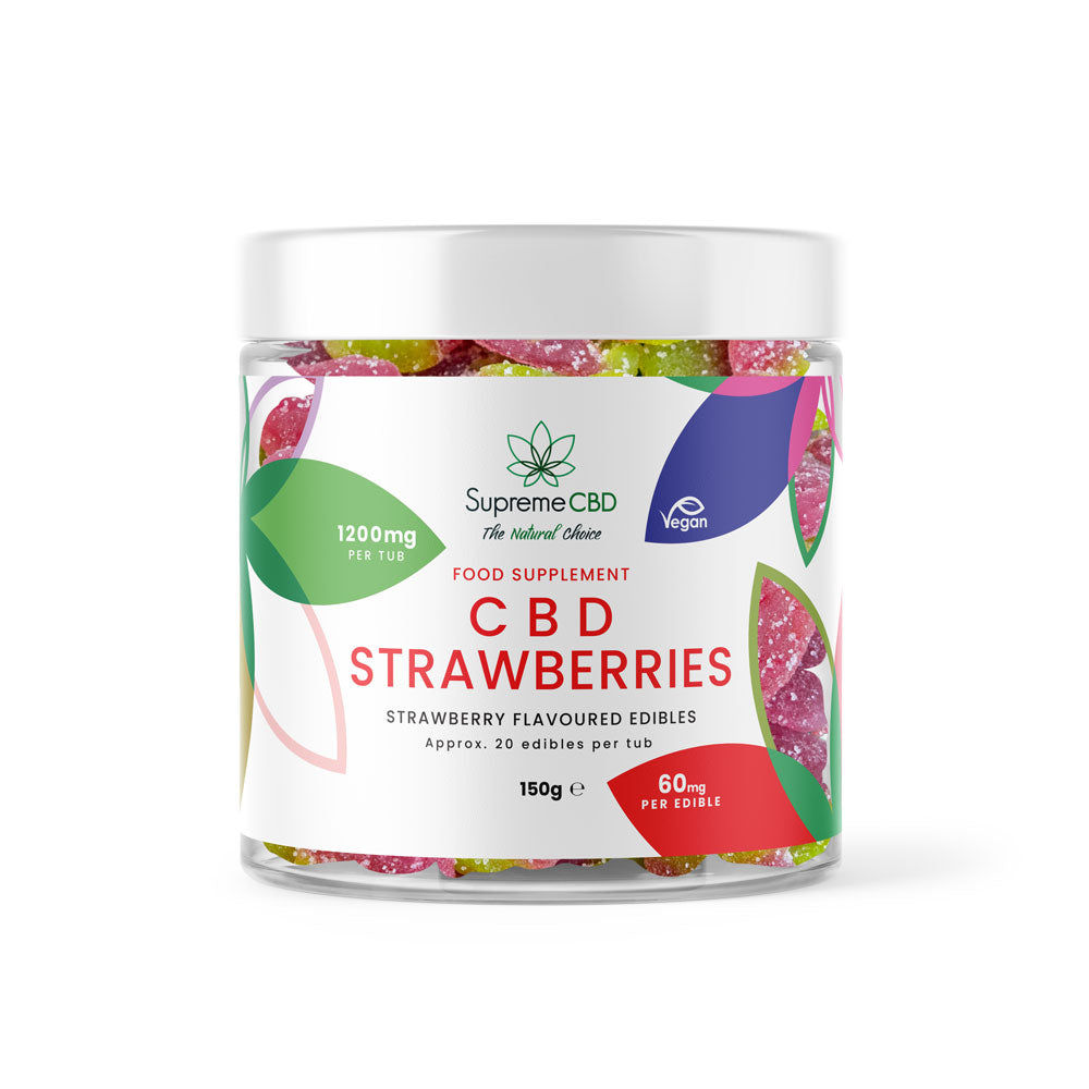 CBD Gummy Strawberries 1200mg | 60mg Broad Spectrum CBD Gummies UK