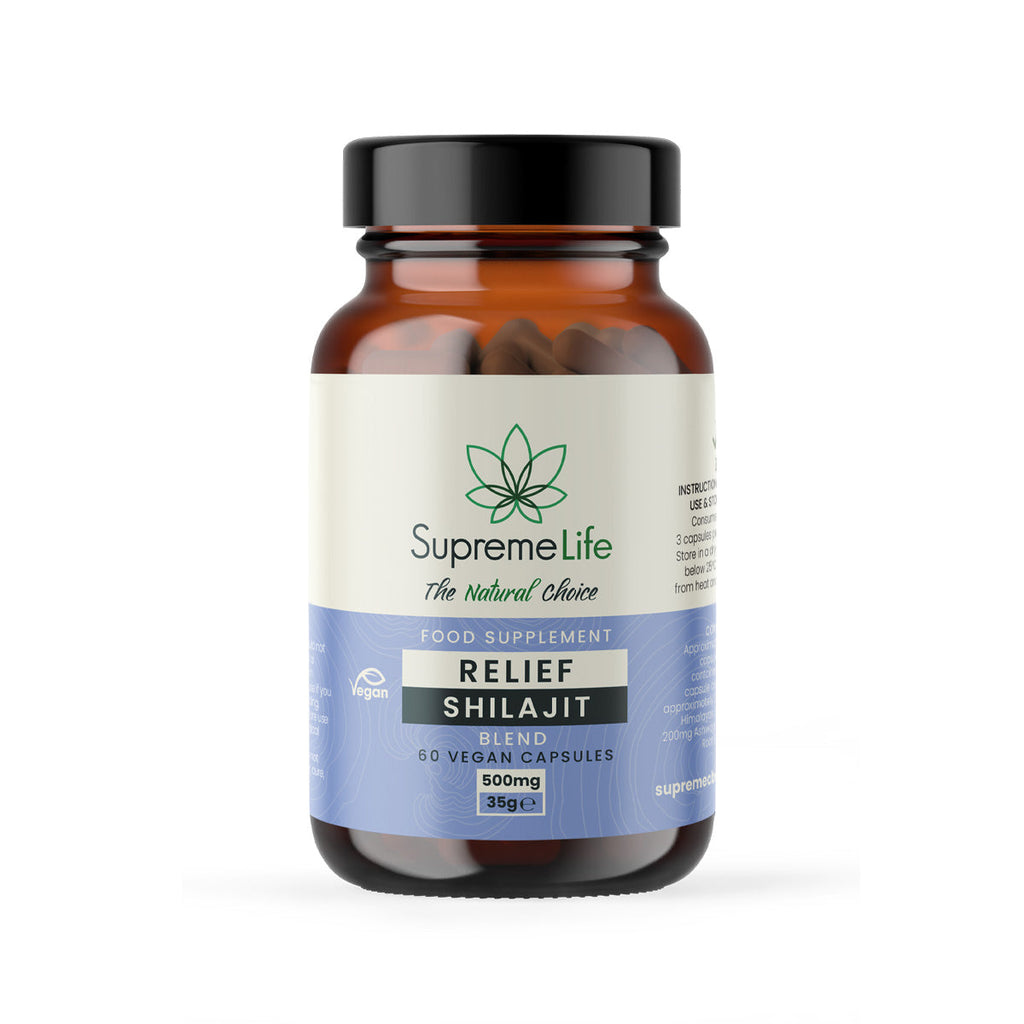 Supreme Life Shilajit supplement bottle on a white background