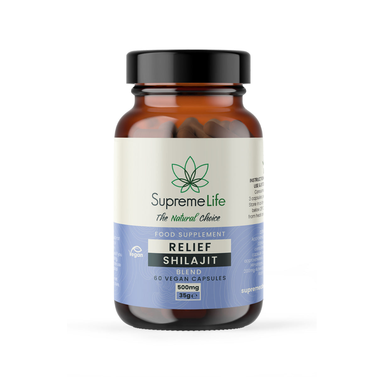 Supreme Life Shilajit supplement bottle on a white background