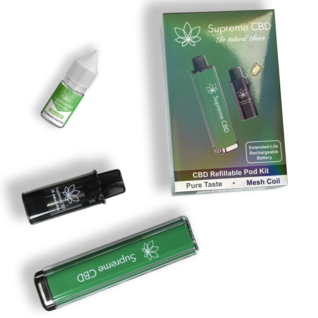 Supreme CBD Pod Max Vape Kit with Free 10ml CBD Vape Juice | Reusable CBD Vape UK