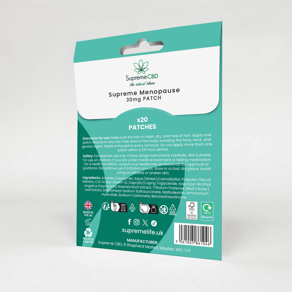 Supreme CBD Menopause Patches 30mg | CBD Hormonal Support Patches UK