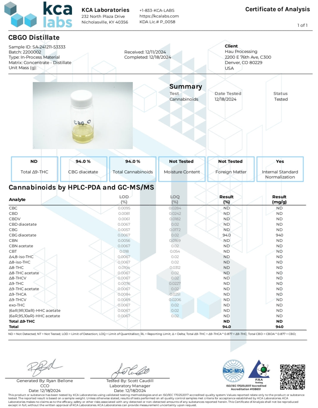 CBGo Acetate 94% Cannabinoid Distillate | 1ml THC-Free Syringe | Oral & Topical Use Only