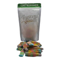 Bag of CBD Gummies labeled 'Improved Health' with colorful gummies in front on a white background