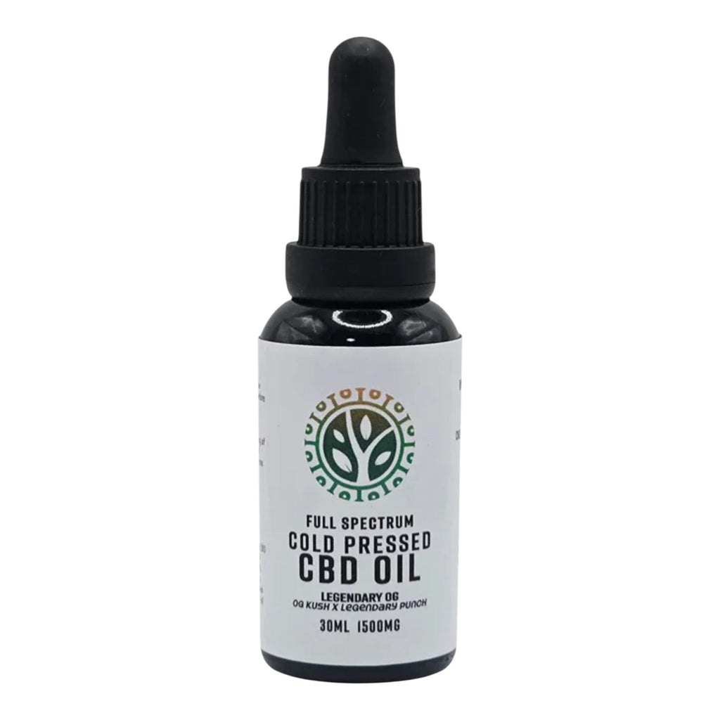 CBD oil bottle with dropper on a white background