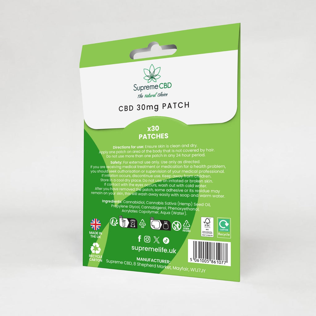 Supreme CBD Patches 30mg | Slow Release CBD Patches UK