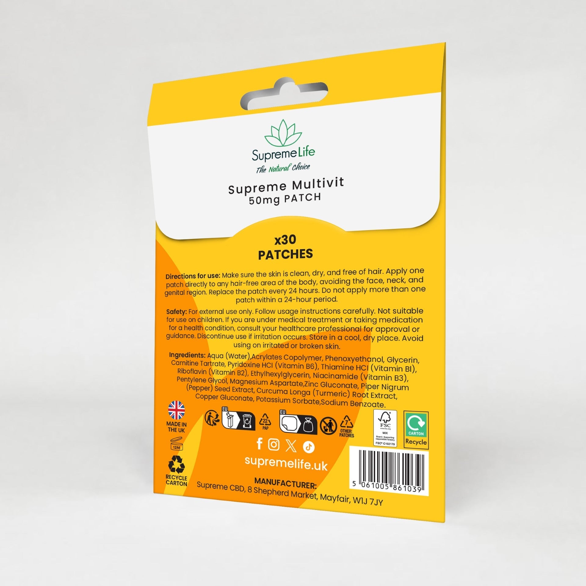 Supreme CBD Multivitamin Patches 50mg | Daily Vitamin Patches UK